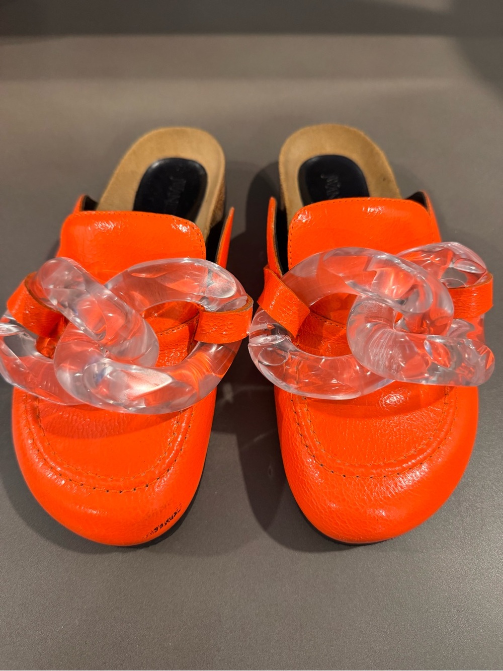 JW ANDERSON Neon Orange Chain Slippers